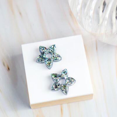 Orecchini a cerchio con paillettes verdi olografiche Naia