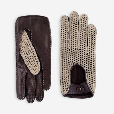 Guantes de conducto cuero agneau-non doble-21539NF