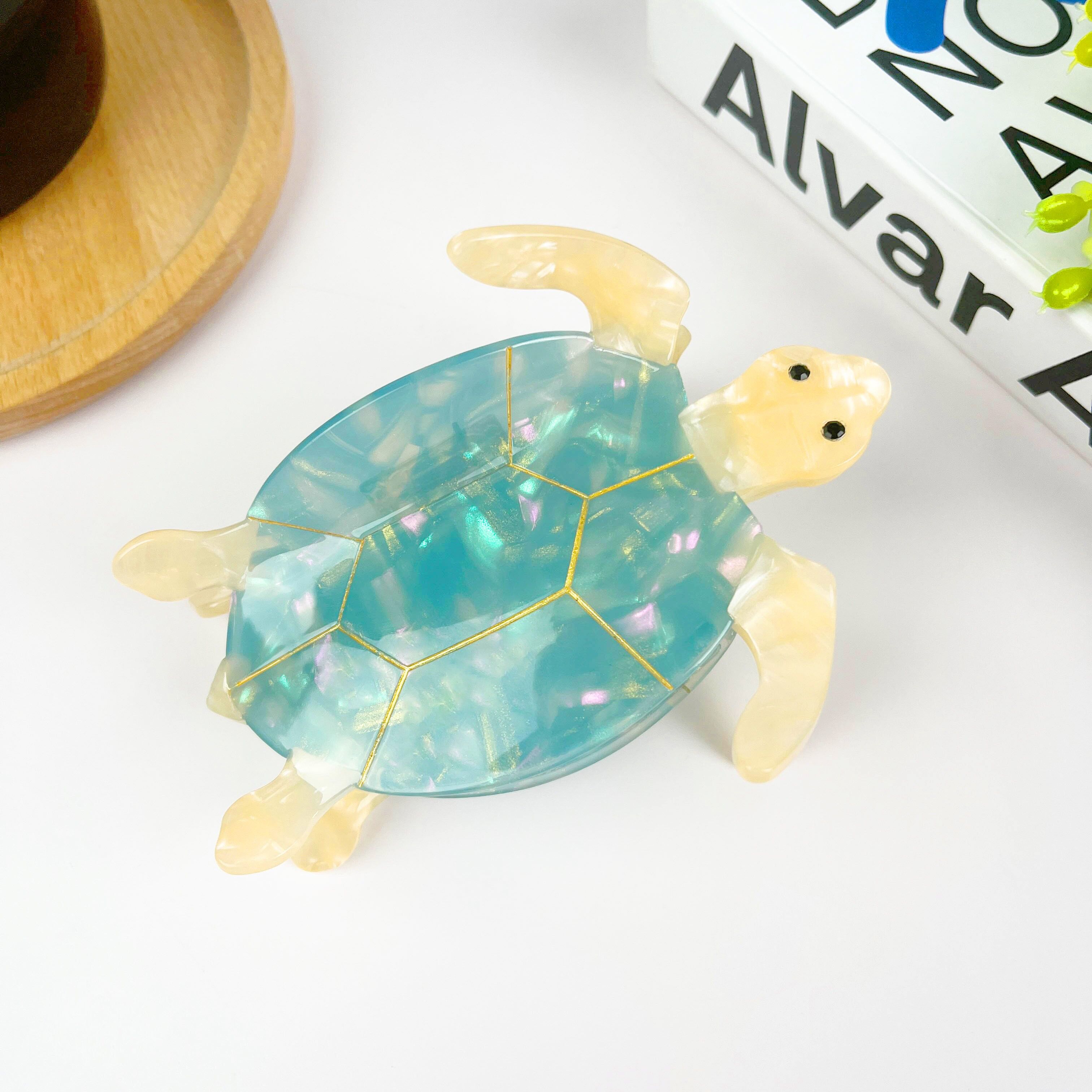🐢Aqua Sea Turtle Acetate Hair Clip – Charming Ocean - Inspired Hair Accessory