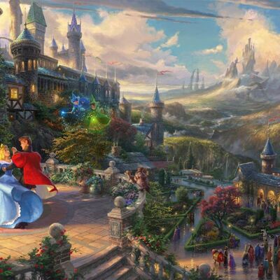 Thomas Kinkade - La Belle au bois dormant dansant dans la lumière enchantée - Puzzle 1000 pièces