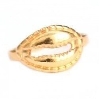 Bague coquillage cauri or