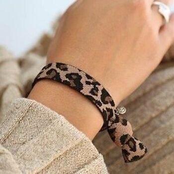 Bracelet tissé léopard marron 5