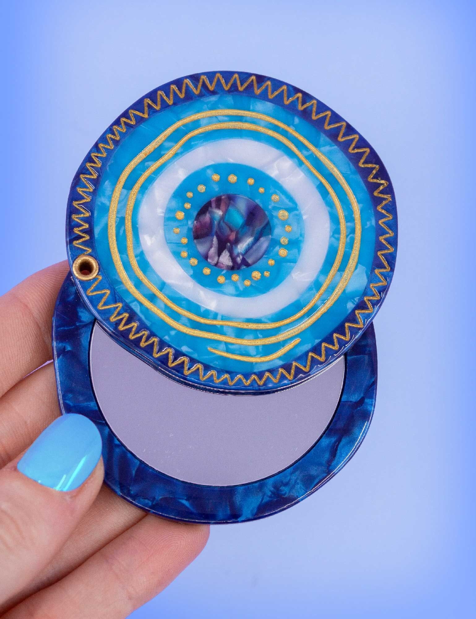 Specchietto tascabile "Protective Eye" | Accessorio portafortuna alla moda, piccolo specchietto tascabile souvenir contro il malocchio