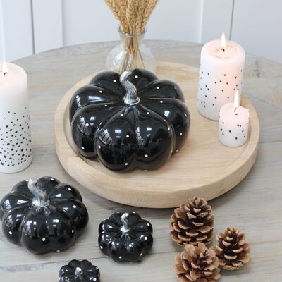 Citrouille en céramique à pois noirs - Famille