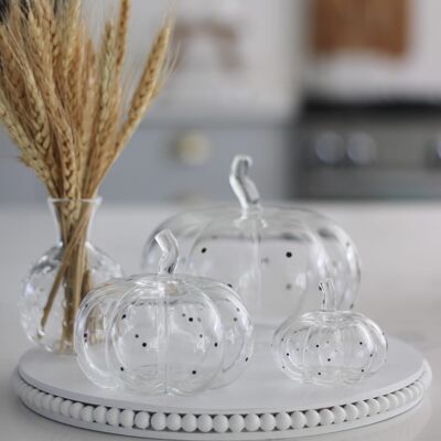 Lot de 3 citrouilles en verre - Pois noirs