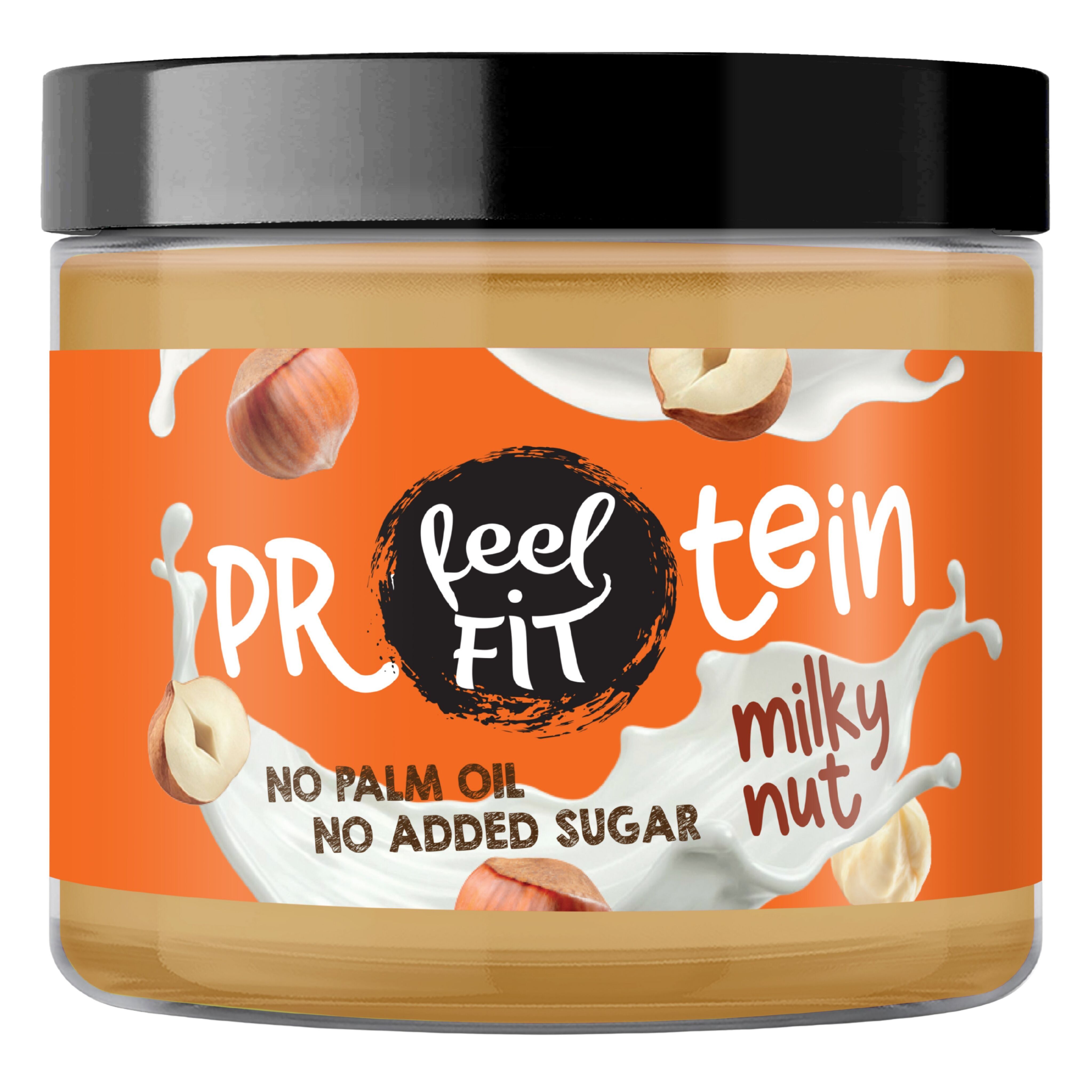 Feel FIT Protein Milky Nut Creme – Protein Haselnuss & Milch Aufstrich, Ohne Zuckerzusatz, Keto, Low Carb, Palmölfrei, 24% Protein, 200g – 6er Pack (6x200g)
