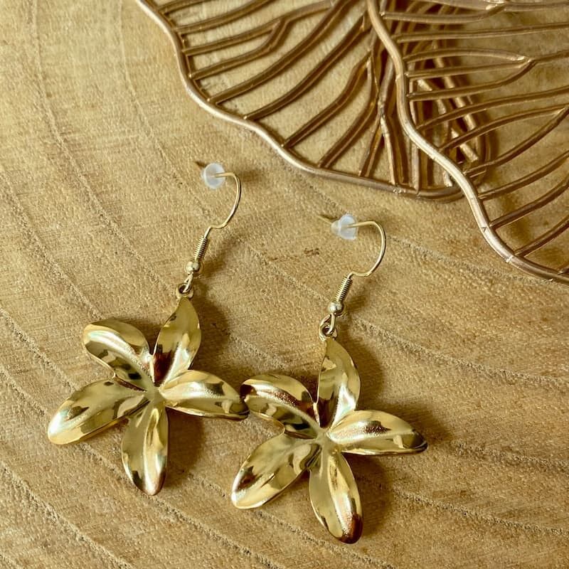 Boucles d'oreilles dorées MAYA - Acier inoxydable doré