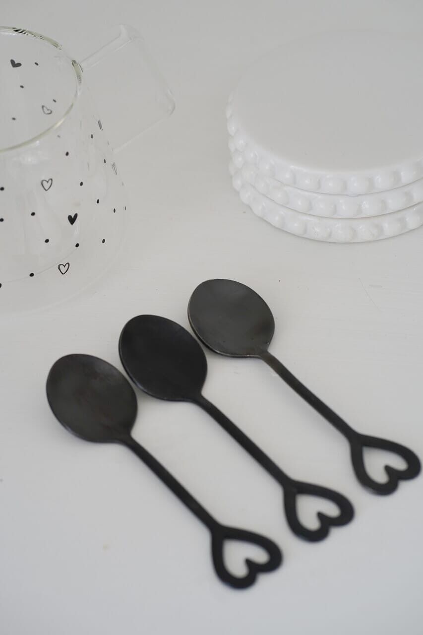 Set Of 3 Stainless Steel Tea Spoons - Matt Black