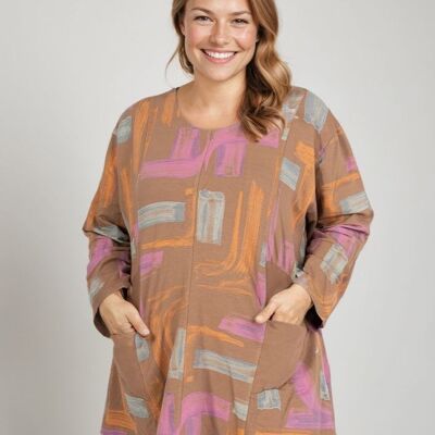 Tunica con stampa cammello taglie forti (T90673)