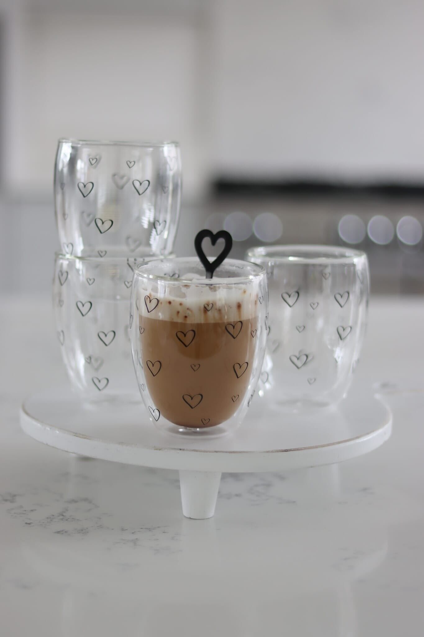 Lot de 4 verres à double paroi - Ouvert Multi Heart/Noir