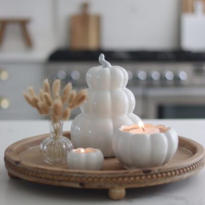 Calabazas de cerámica apiladas - Blanco/Plateado