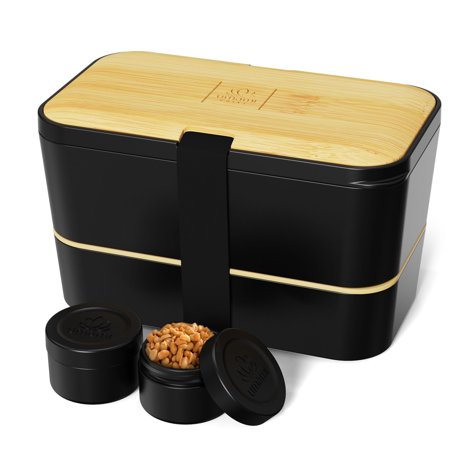 Lonchera Umami Bento, incluye cubiertos y 2 salseras, lonchera apta para microondas, lonchera integrada para adultos, lonchera de 4 compartimentos, lonchera Bento, lonchera