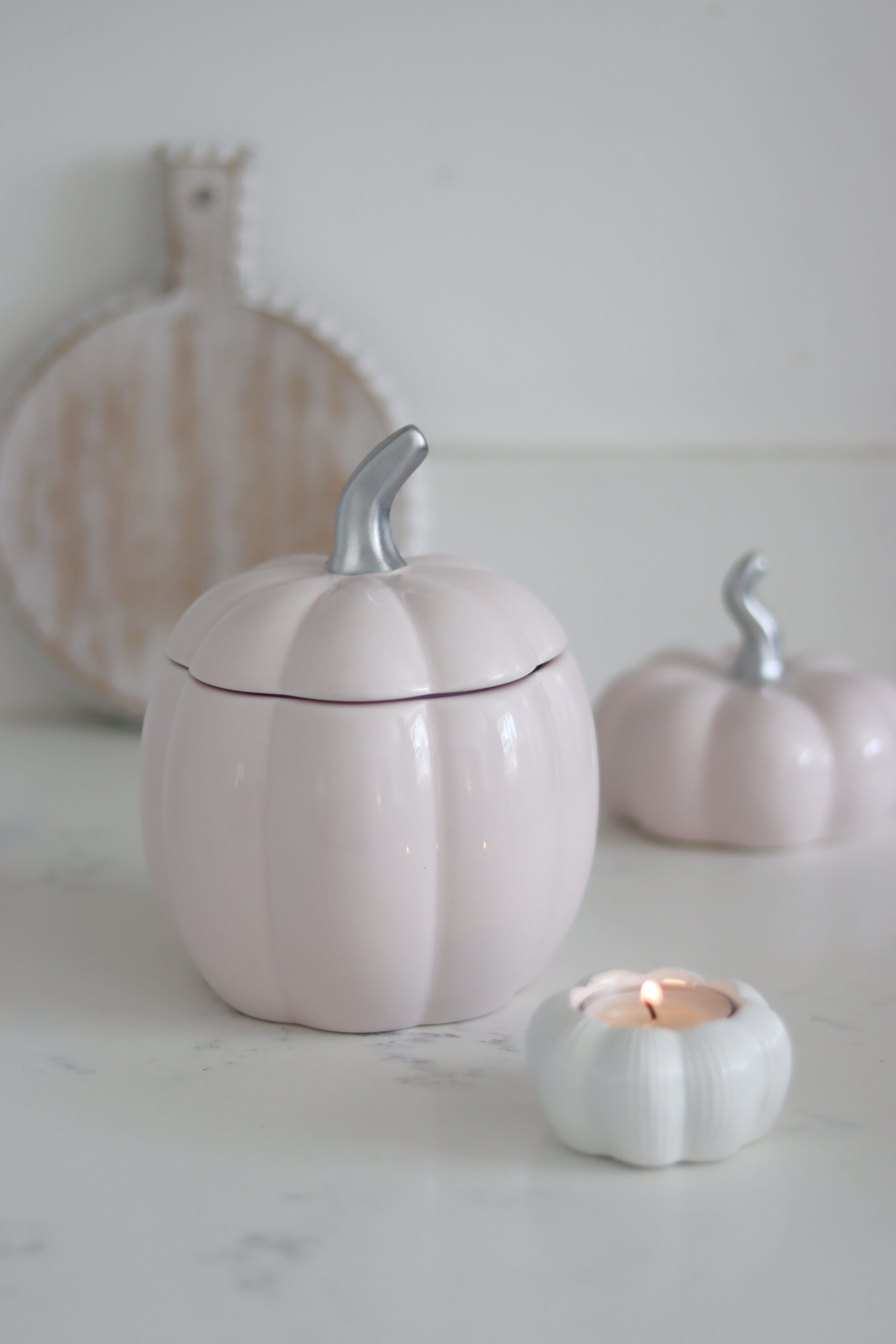 Small Ceramic Pumpkin Jar - Light Pink