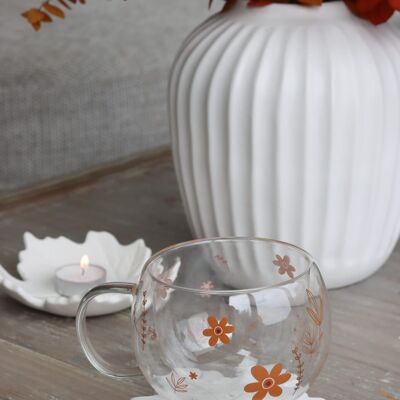 Tasse d'automne en verre à double paroi
