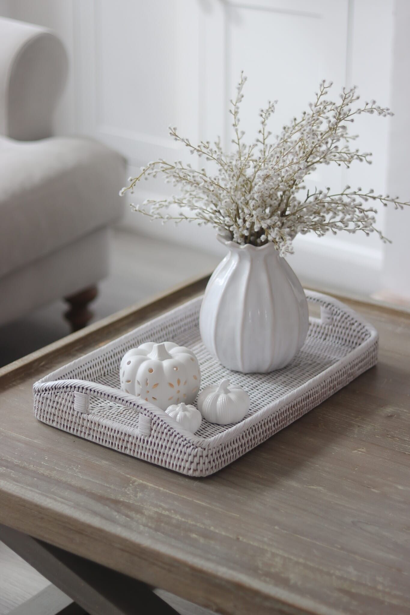 Rattan Tray - White