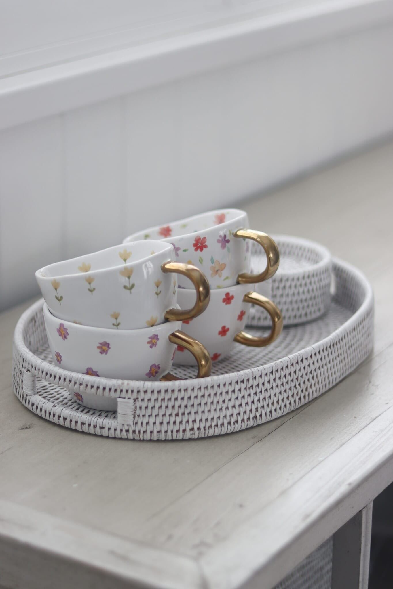 Rattan Tray Oval - White