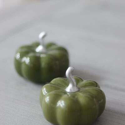 Citrouille en céramique verte automnale - Petite, lot de 2