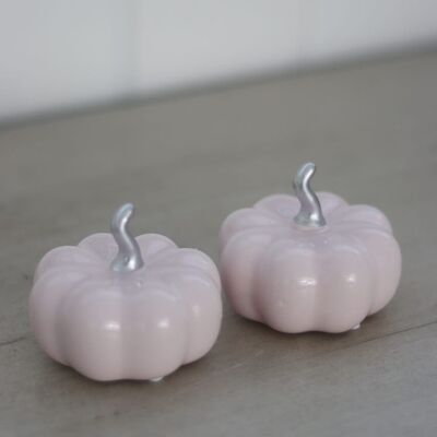 Citrouille en céramique rose clair/argenté - Petit lot de 2