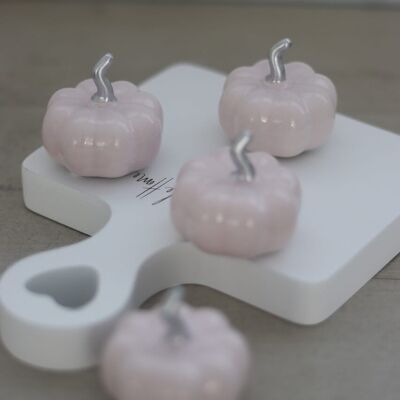 Citrouille en céramique rose clair/argenté - Minuscule 4 pièces