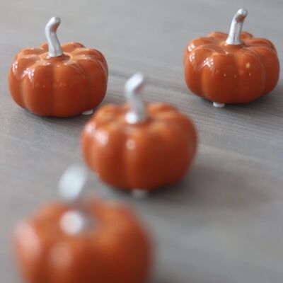 Citrouille en céramique orange automnale - Minuscule 4 pièces