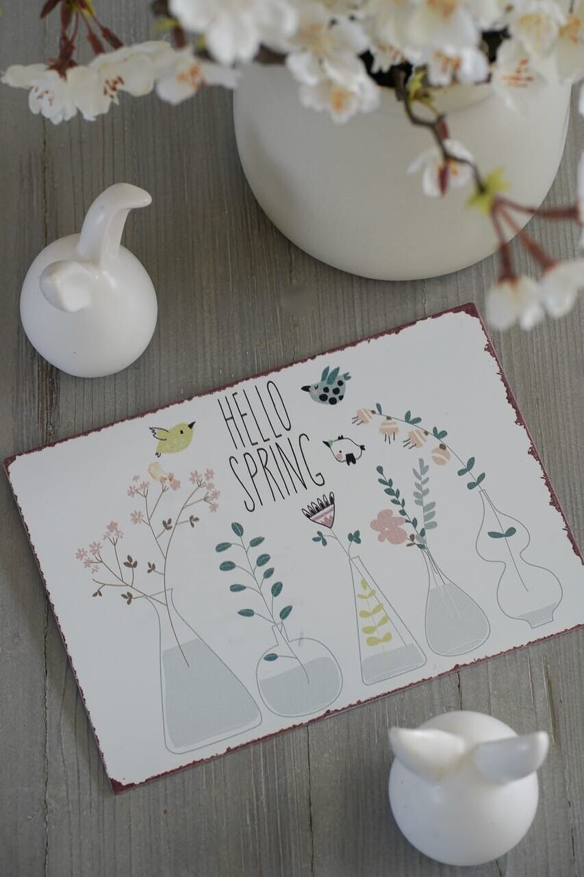 Panneau métallique « Bonjour le printemps »