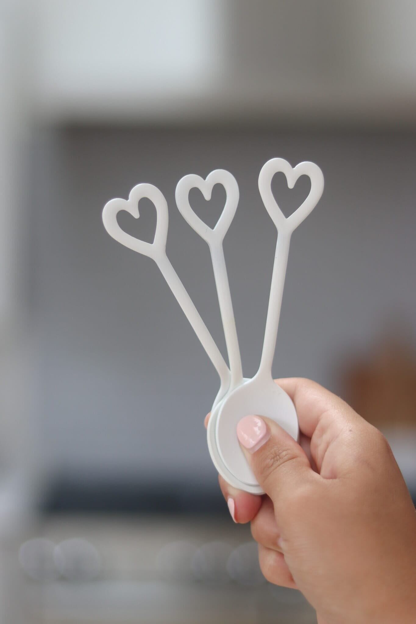 Set di 3 cucchiaini da caffè a forma di cuore - Bianco