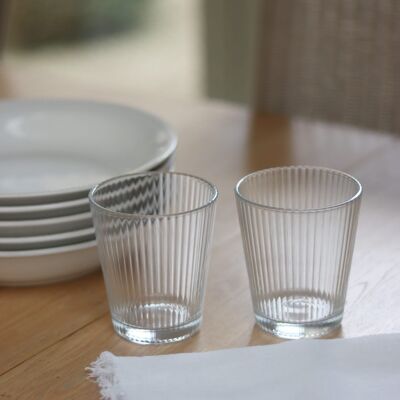 Set of 2 Ribbed Glasses - Short