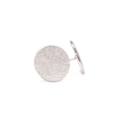 Pura Earring 08, orecchini a bottone in acciaio inossidabile graffiato, impermeabili