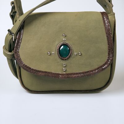 Shoulder Bag Green & Brown Contour with Onyx