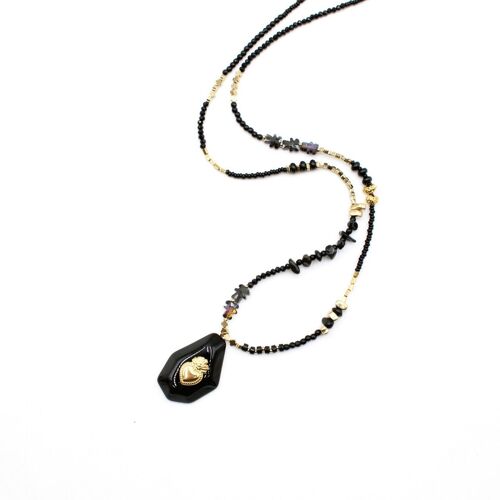 Sautoir top mode avec pendentif résine