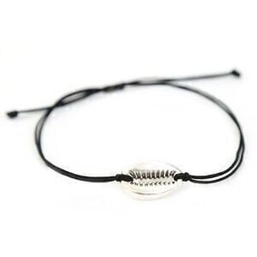 Armband black silver shell