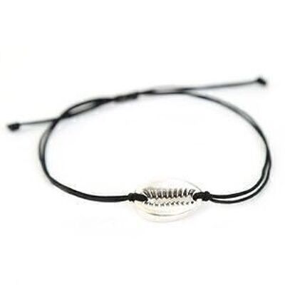 Pulsera concha de plata negra