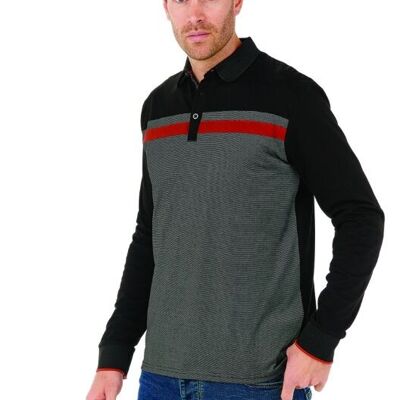91129 Polo bimateriale a microstrisce