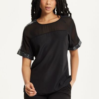 Haut noir transparent à paillettes