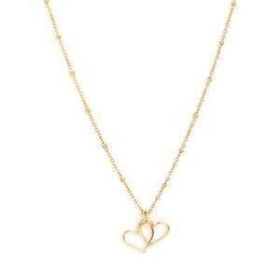 Necklace Double heart gold