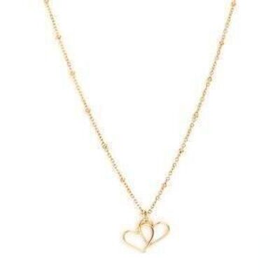 Collier Double coeur or