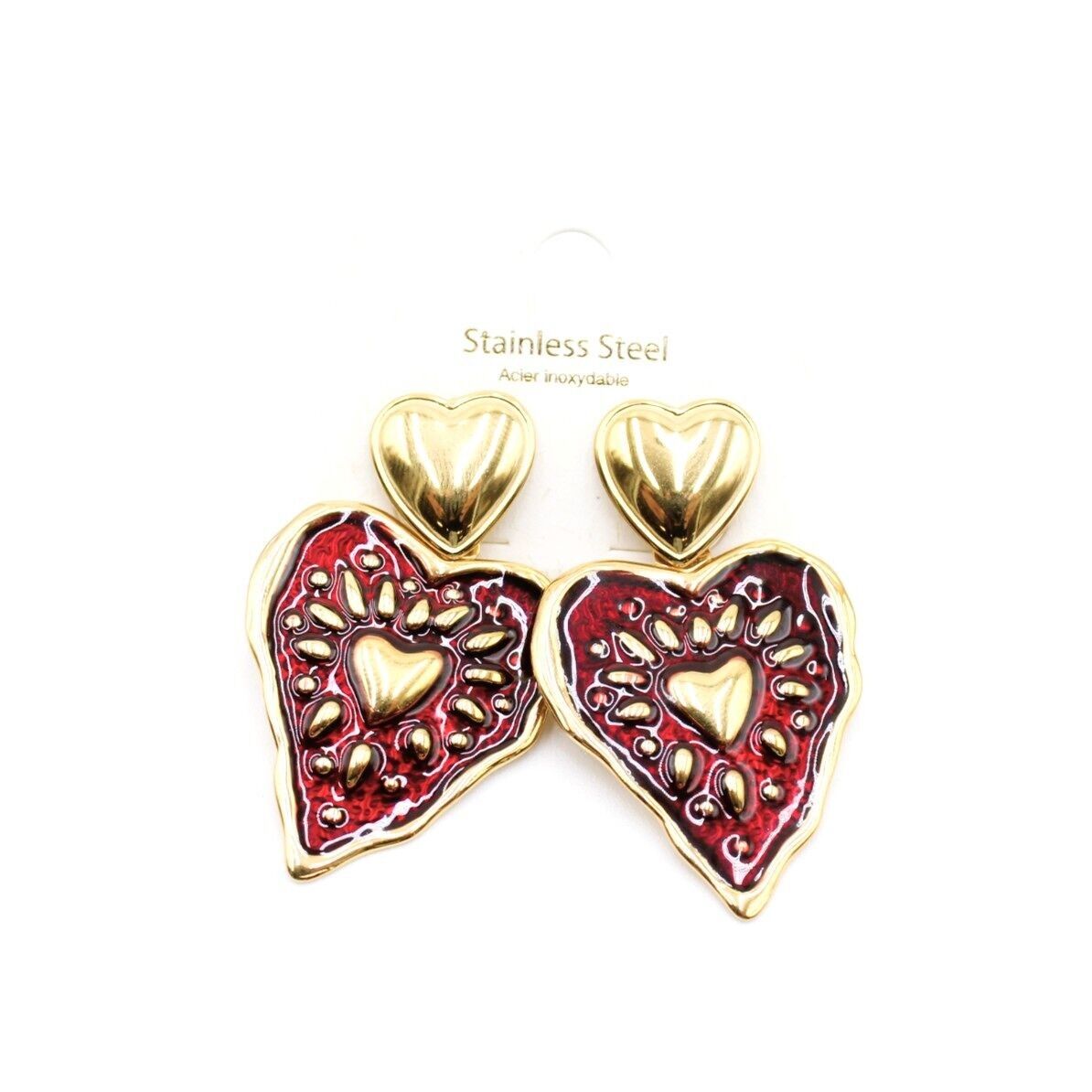 Stahlohrring - Emaille-Herz