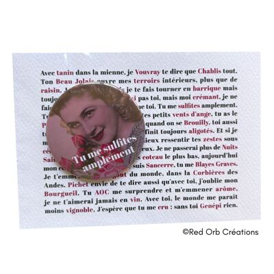 Postal y chapa magnética - Serie vinos - Sulfitos