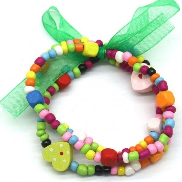 S-F3.3 B622-006 Set di braccialetti per bambini in legno 3 pezzi - Colori misti