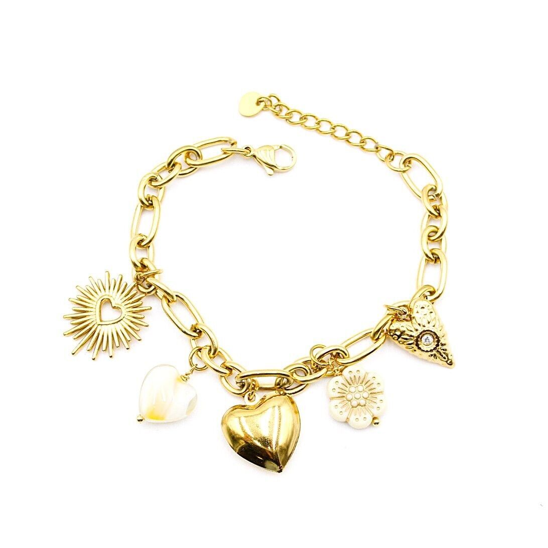 Stahlarmband mit Herzanhängern