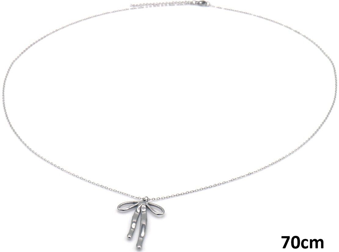 F-A18.3 N2556-041S S.Collana lunga in acciaio con fiocco - 70-75 cm