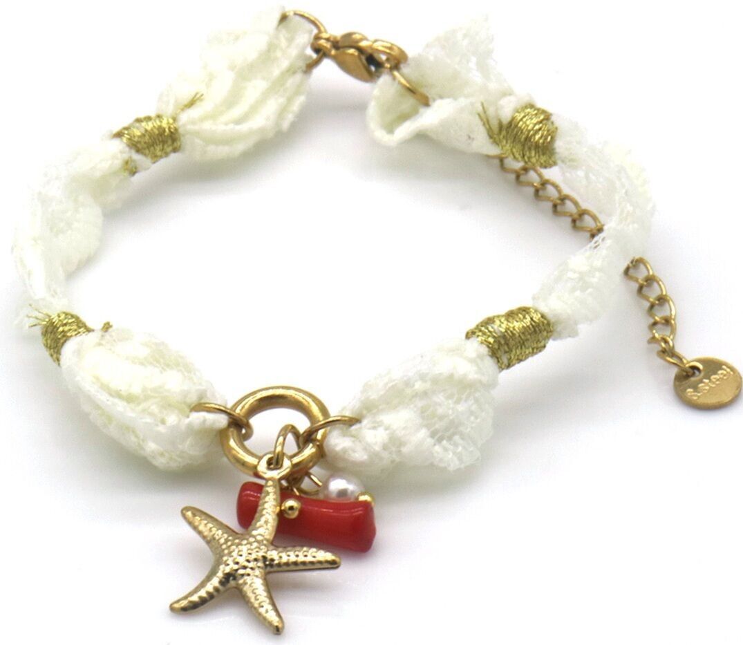 C-D22.2 B2524-001 S.Bracciale in acciaio con pizzo - Stella marina 16-21 cm