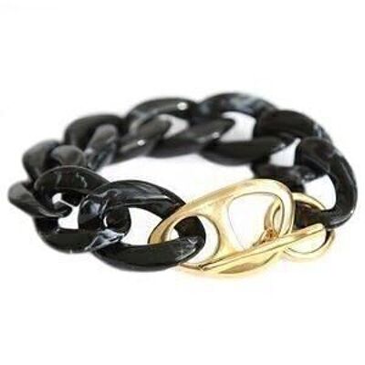 Bracelet chaîne marbre noir or