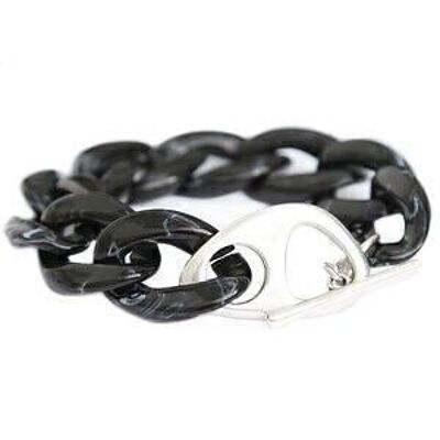 Armband black marble chain silver