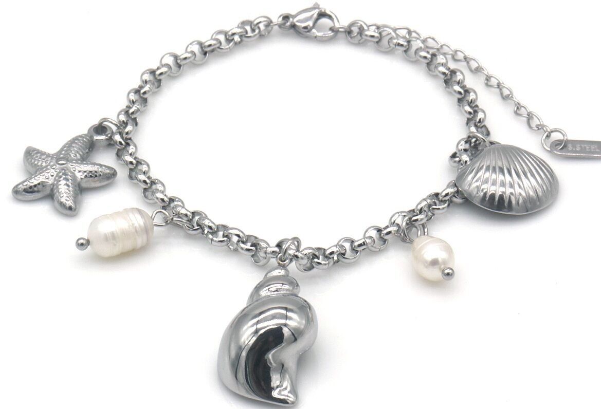 F-E5.2 B2567-036S S.Pulsera de acero con concha 16-21cm
