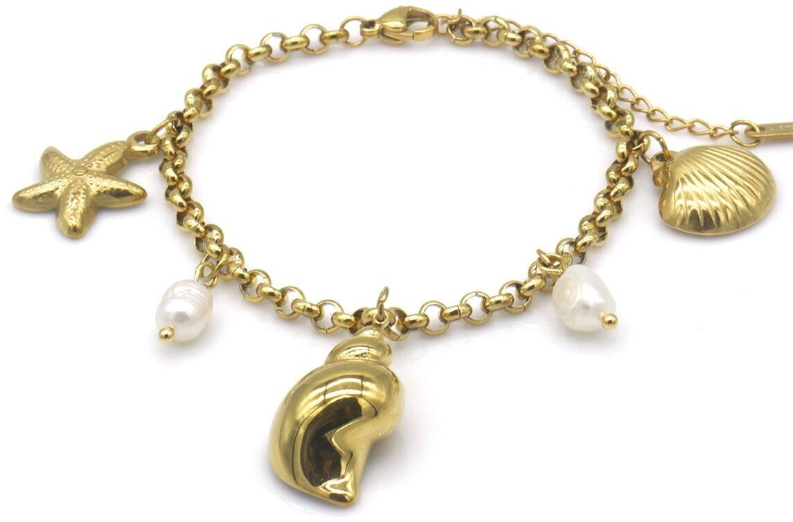 F-E8.2 B2567-036G S.Pulsera de acero con concha 16-21cm