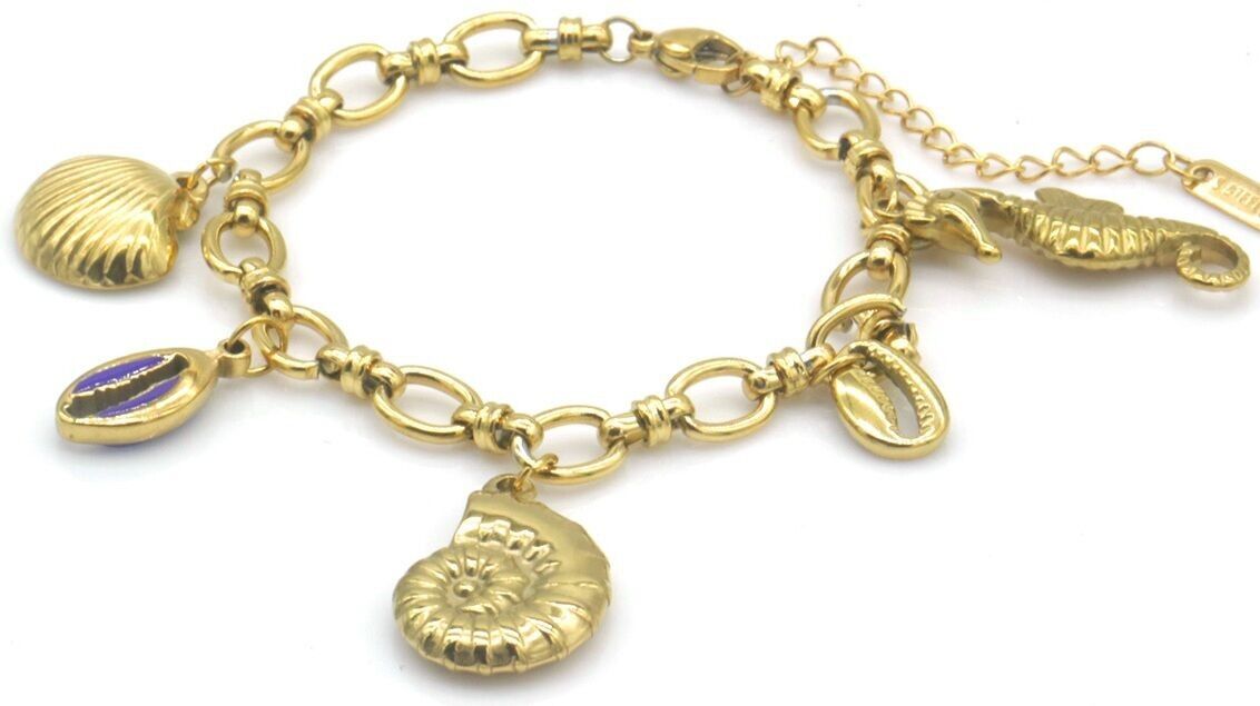 F-C22.3 B2567-087G S.Pulsera de acero con concha 16-21cm