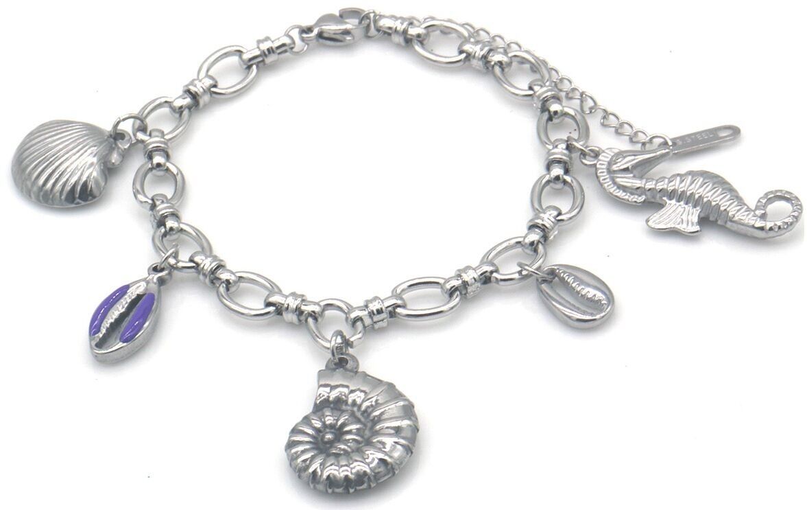 F-E19.3 B2567-087S S.Pulsera de acero con concha 16-21cm