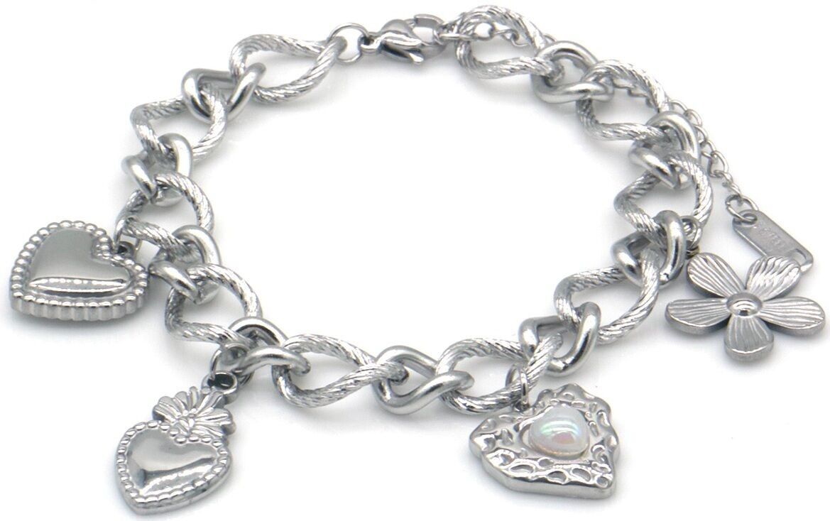 C-E19.2 B2567-067S S.Pulsera de acero con corazones