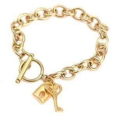 Lucchetto a bracciale e chiave d'oro